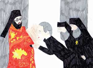 ЛЕНЯ СЕРЕБРЯКОВ (11 лет), г. БУГУЛЬМА: «Президент целует крест»