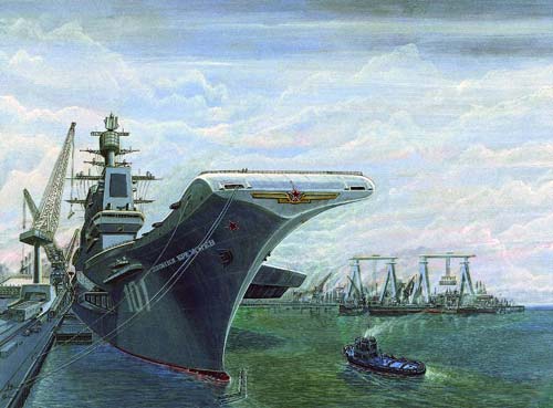 «Леонид Брежнев» у достроечной стенки, иллюстрация из журнала Soviet Military Power 1987 года. wikipedia