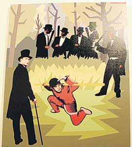 НАДПИСЬ: "Демократы поймали коммуниста в лесу, около Смоленска."