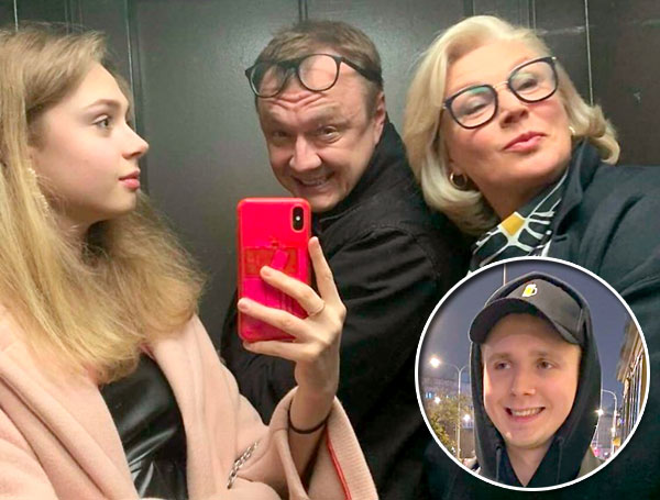 Артист с дочкой и женой. В круге - сын Андрей